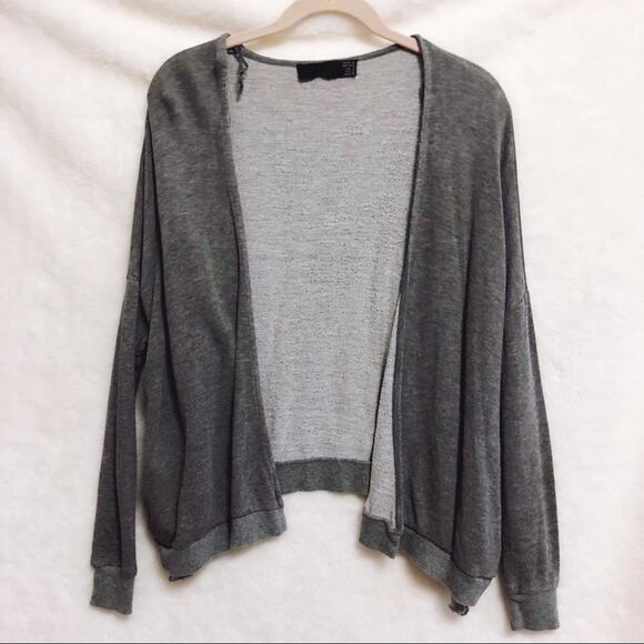 TRF Zara Gray Long Sleeve High Low Open Cardigan - Picture 1 of 8